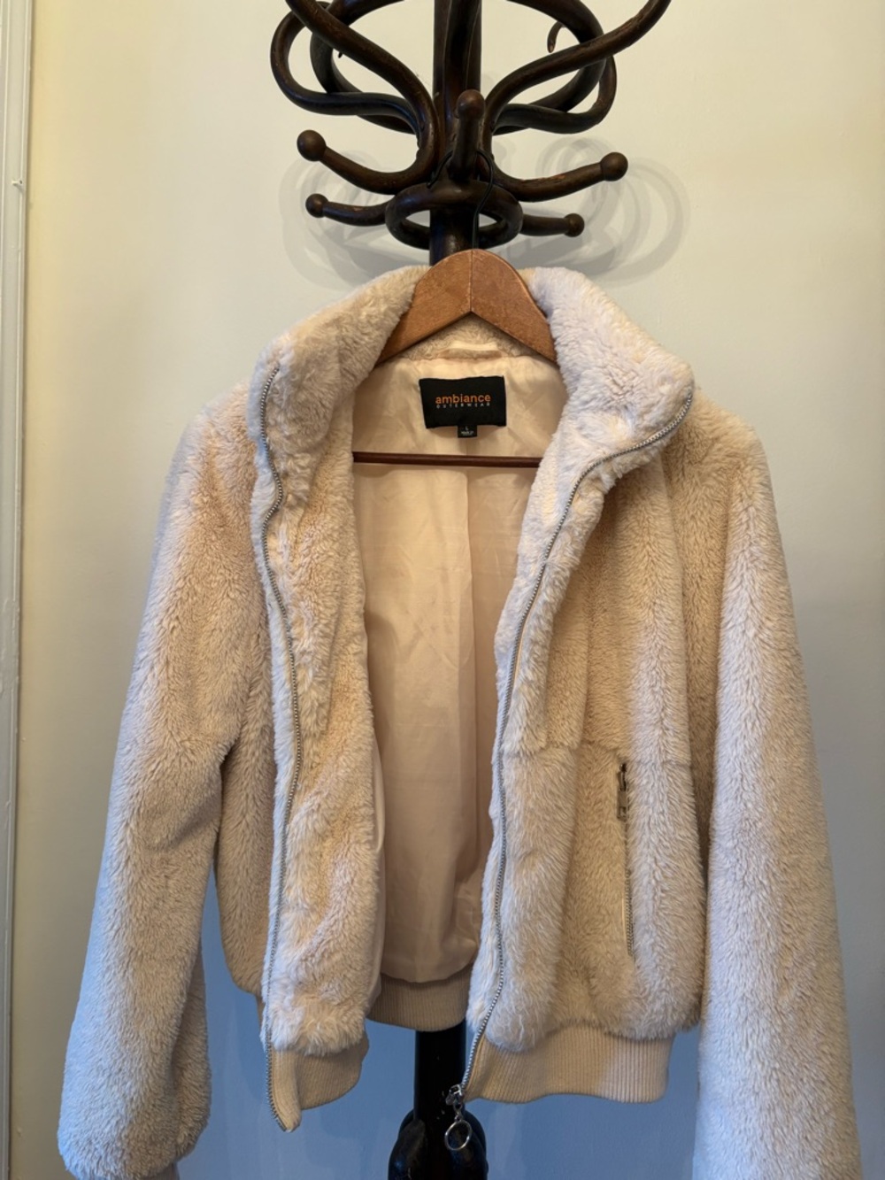 Ambiance Pink Plush Faux Fur Bomber Jacket